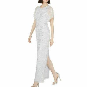 ADRIANNA PAPELL Women's Flutter-sleeve Beaded Gown